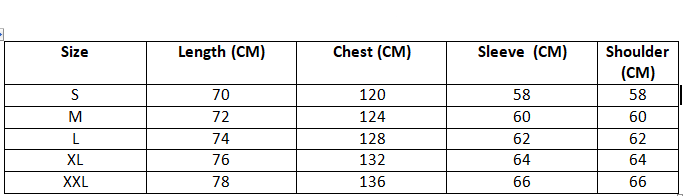 hoodie size chart