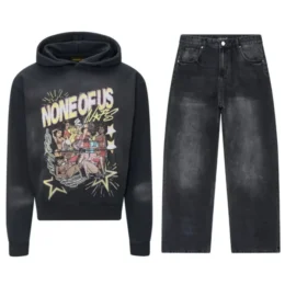 Black NOFS Vintage Hoodie and Jean Tracksuit